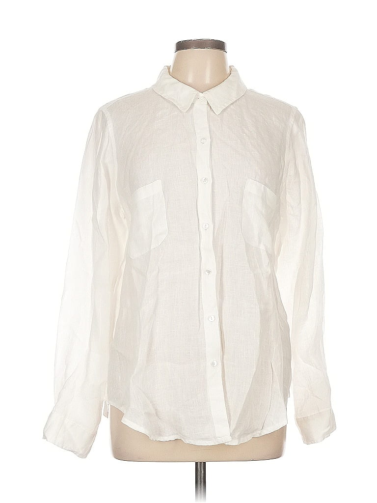 Calypso St. Barth 100% Linen Ivory Long Sleeve Button-Down Shirt Size L - photo 1
