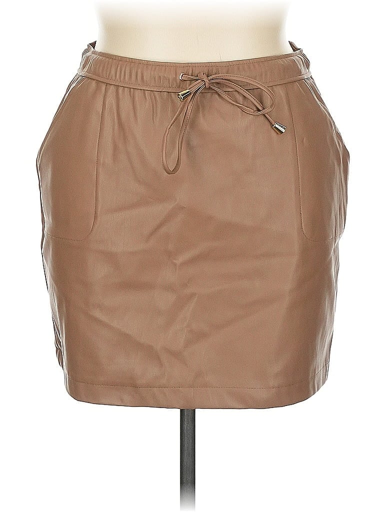 Ci Sono 100% Polyurethane Tan Faux Leather Skirt Size XL - photo 1