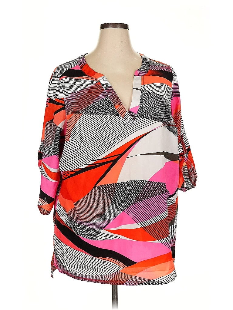 Avenue 100% Polyester Orange 3/4 Sleeve Blouse Size 18 - photo 1