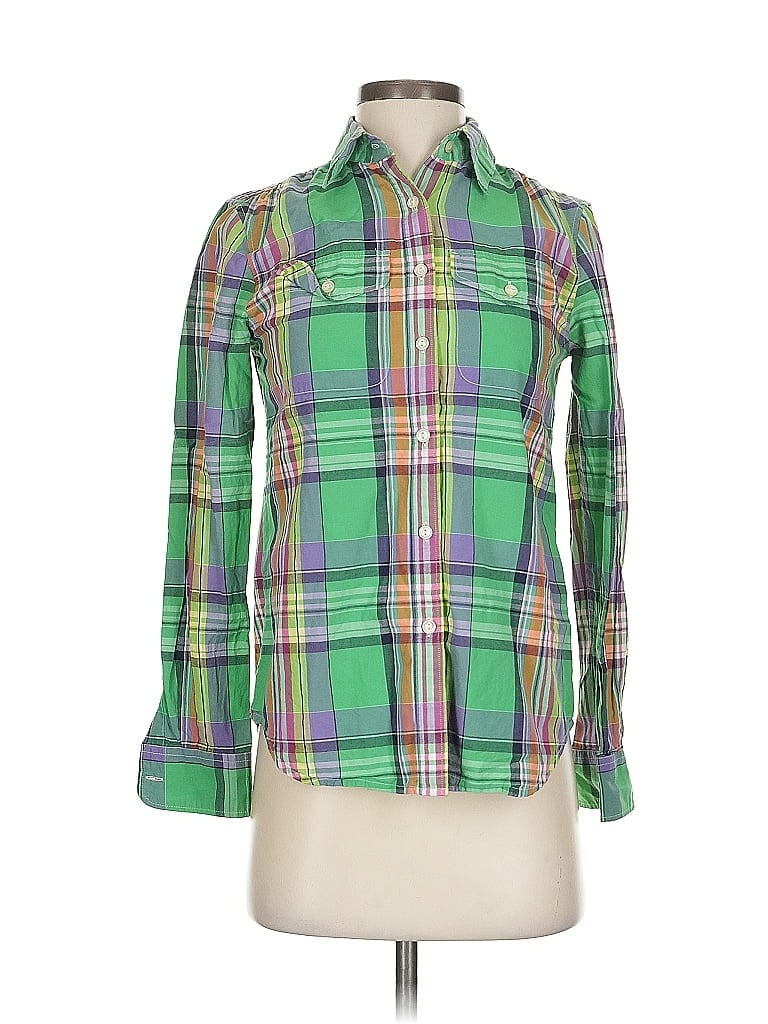 Pre-owned Lauren Jeans Co. Long Sleeve Button Down Shirt In Green