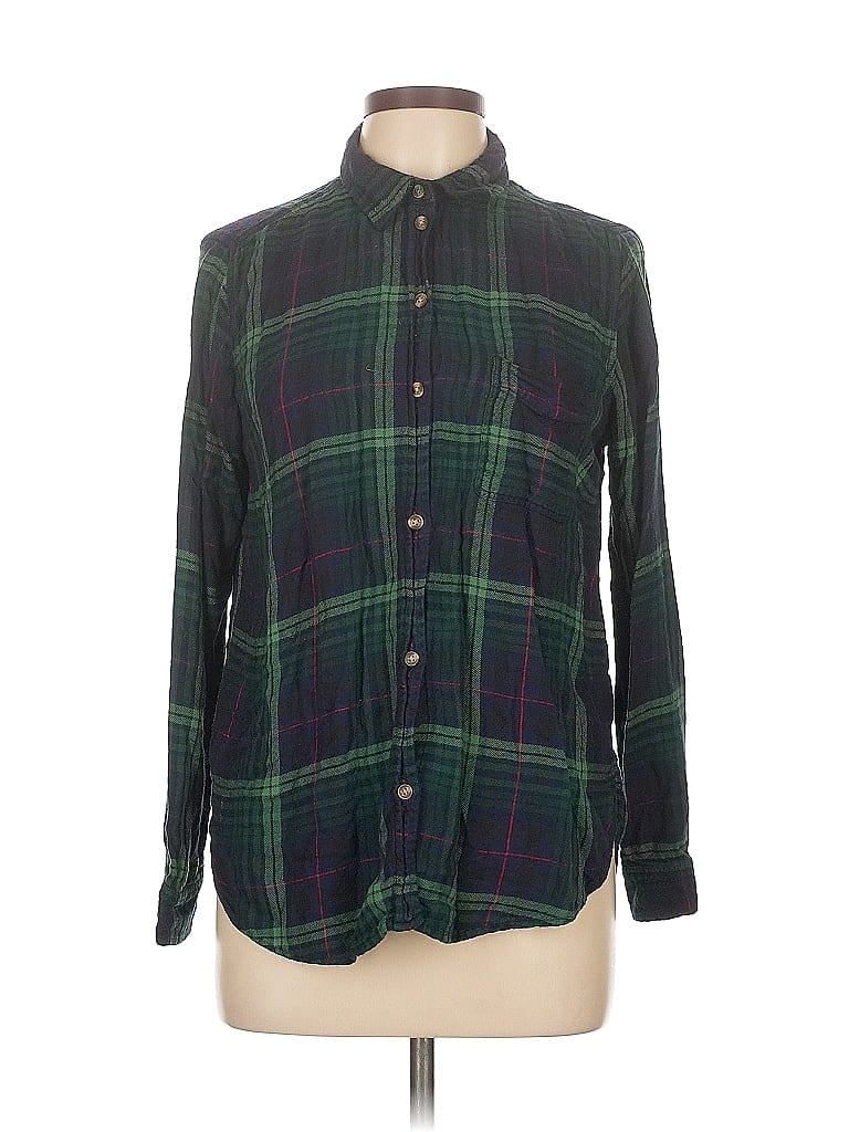 Pre-owned American Eagle Outfitters Long Sleeve Button Down Shirt In Green