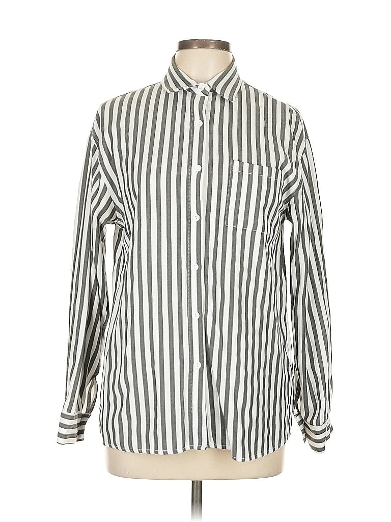 Pre-owned Unbranded Long Sleeve Button Down Shirt In Gray