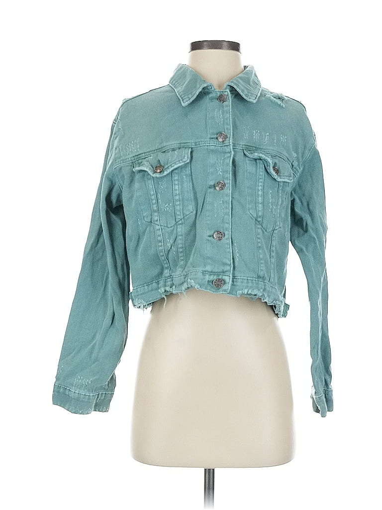 Mustard Seed 100% Cotton Teal Denim Jacket Size S - photo 1