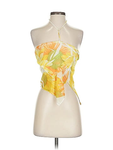 Pia U.S.A. Y2K Floral Yellow Strapless Top Asymmetrical Hem (view 1)