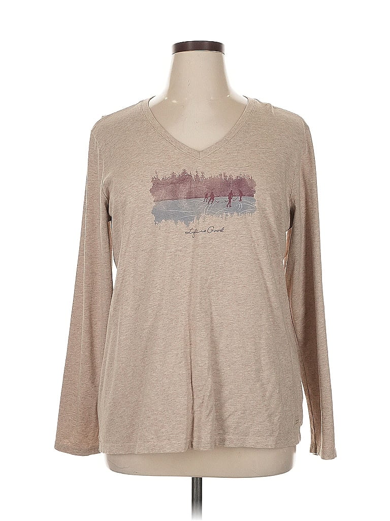 Life Is Good Tan Long Sleeve T-Shirt Size XL - photo 1