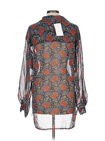 Lizsport Blue Floral Pattern Long Blouse (view 2)