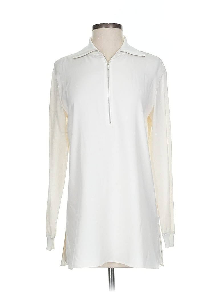Pre-owned Lafayette 148 Long Sleeve Silk Top Ivory Tops In White