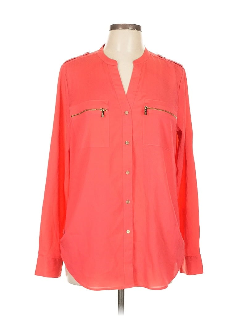 Pre-owned Calvin Klein Long Sleeve Blouse In Orange