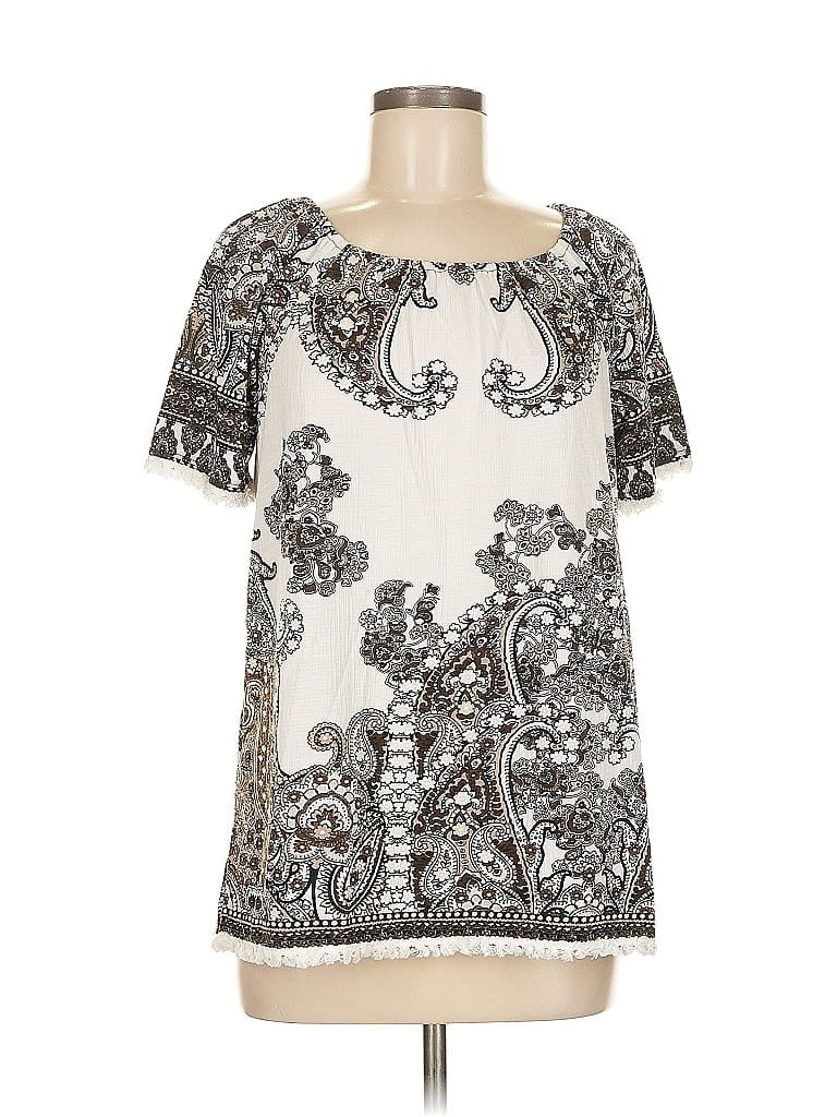 Susan Graver Ivory Short Sleeve Blouse Size S - photo 1