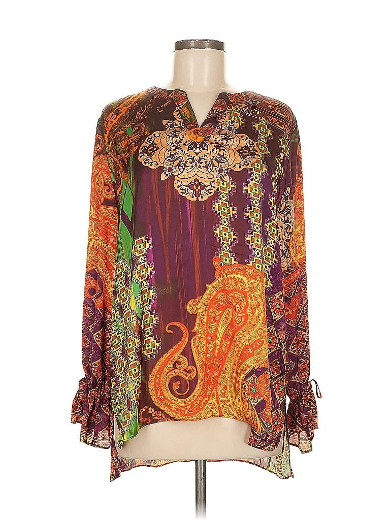 Susan Graver 100% Polyester Paisley Purple Long Sleeve Blouse Size S - photo 1