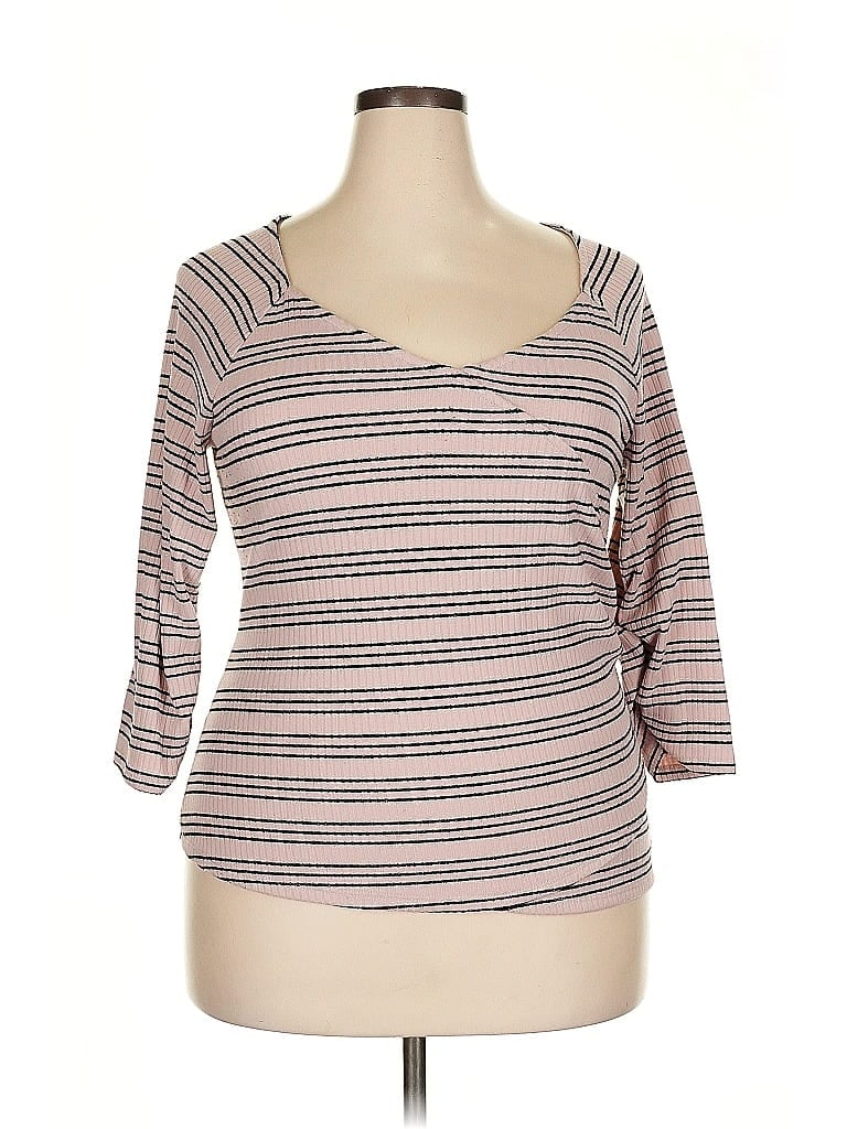 Pre-owned Jennifer Lopez 3/4 Sleeve Top Pink Scoop Neck Tops
