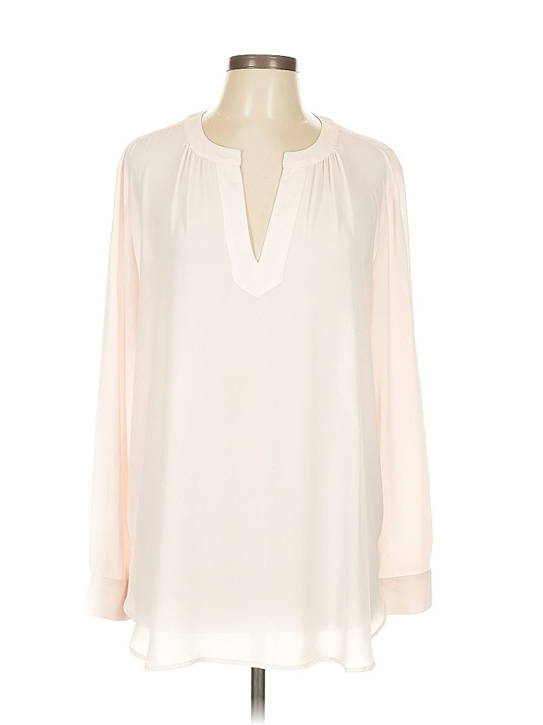 Pre-owned Ann Taylor Loft Long Sleeve Blouse In White