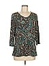 Susan Graver Paisley Teal 3/4 Sleeve T-Shirt Size M - photo 1