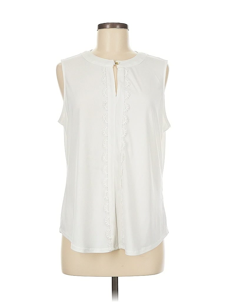 Kasper Ivory Sleeveless T-Shirt Size M - photo 1