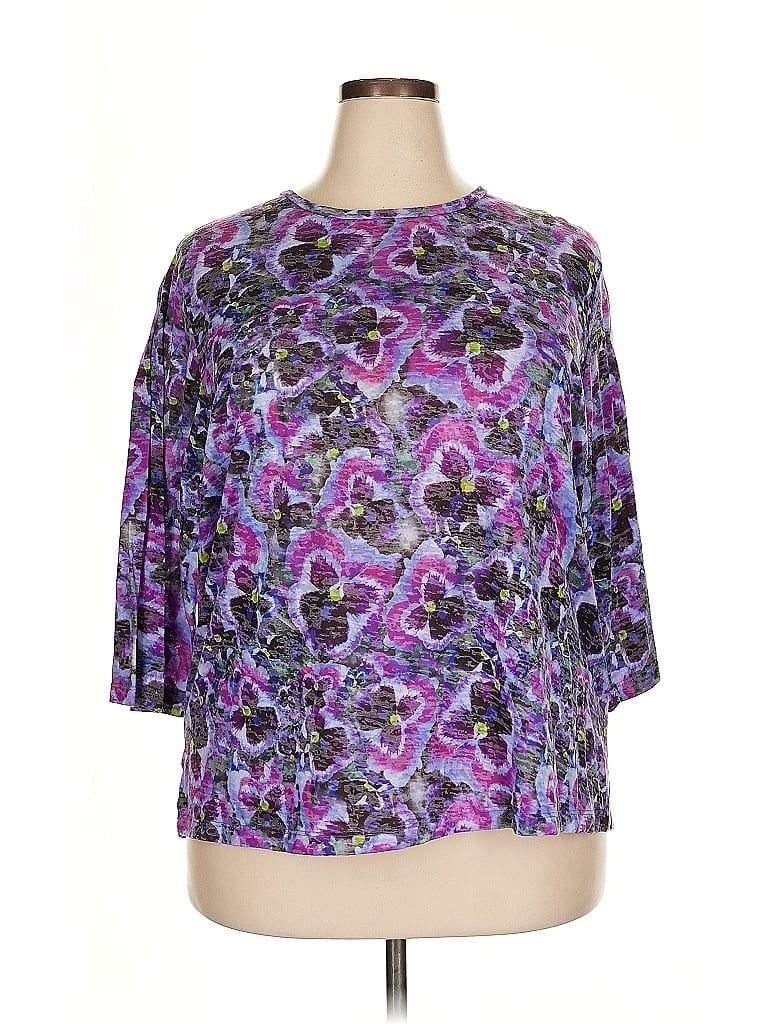Cathy Essentials Purple 3/4 Sleeve T-Shirt Size 2X - photo 1