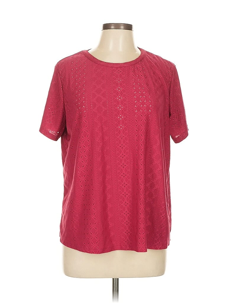 Pre-owned Shein Curve Short Sleeve T-shirt In Burgundy