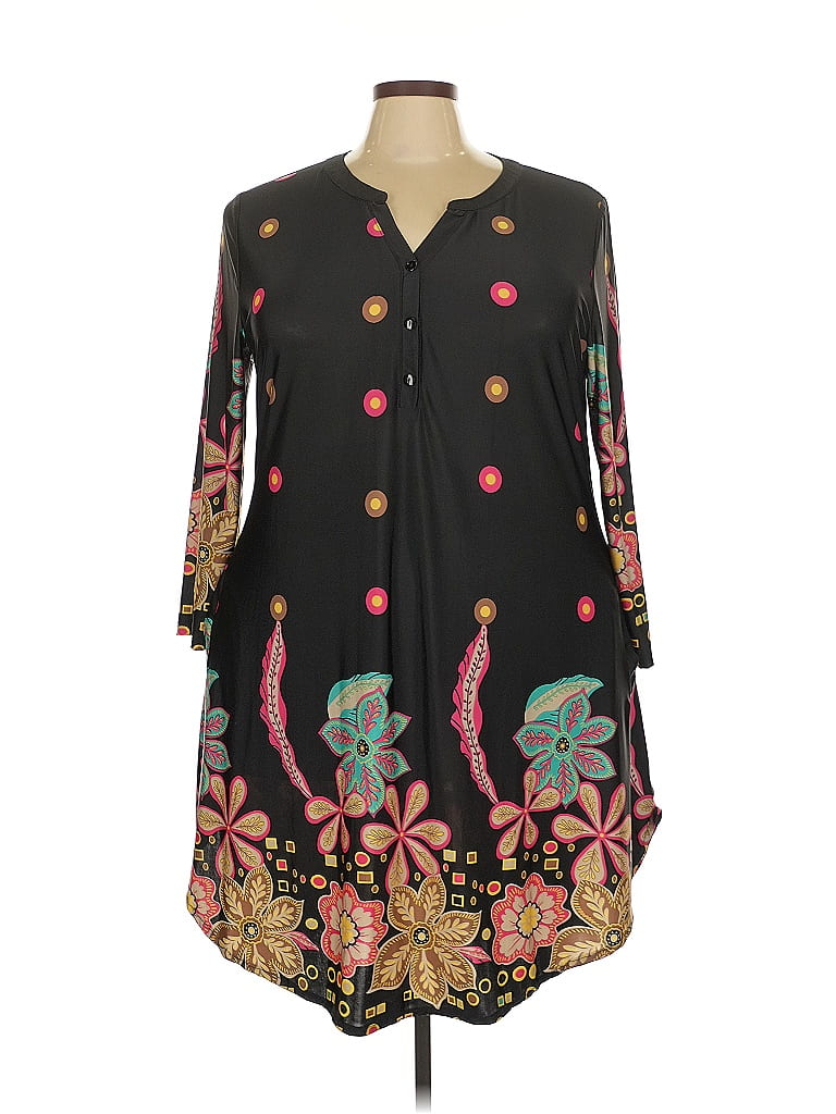 R&B Collection Paisley Black Casual Dress Size 3X - 42% off | ThredUp