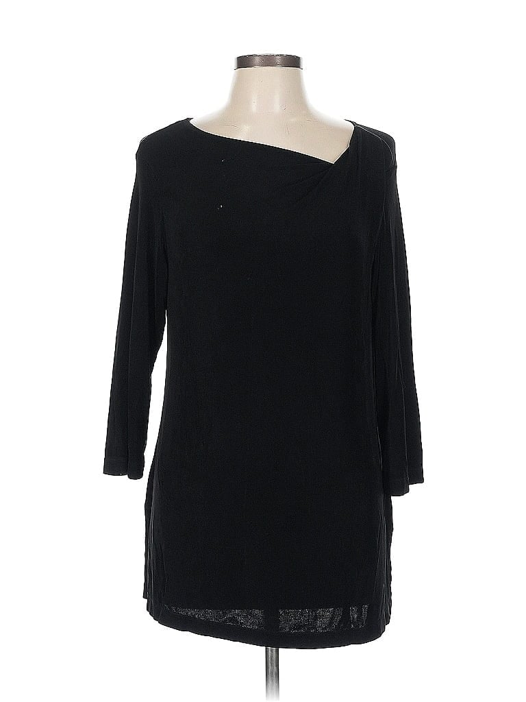 Pre-owned Coldwater Creek 3/4 Sleeve Top Black Boatneck Tops