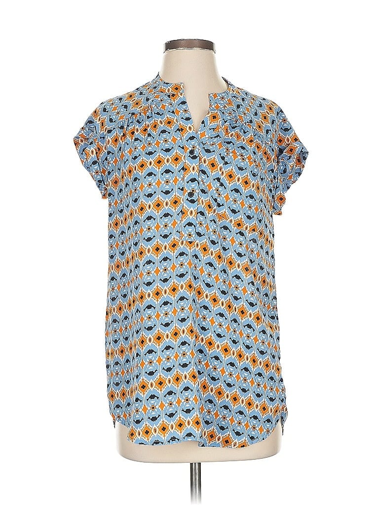 Pre-owned Carolina Belle Short Sleeve Blouse In Blue