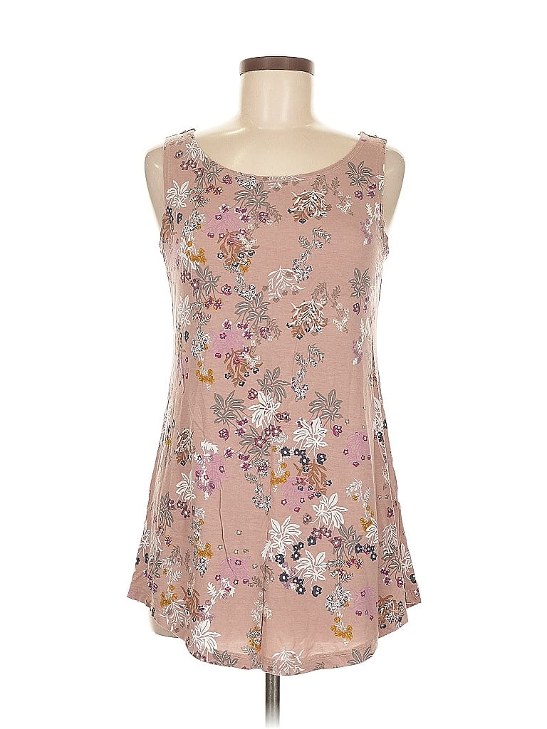 LOGO by Lori Goldstein Floral Tropical Pink Tank Top Size M - photo 1