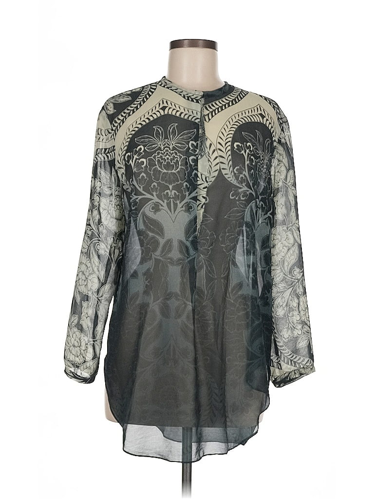 Pre-owned Olivaceous Long Sleeve Blouse In Gray