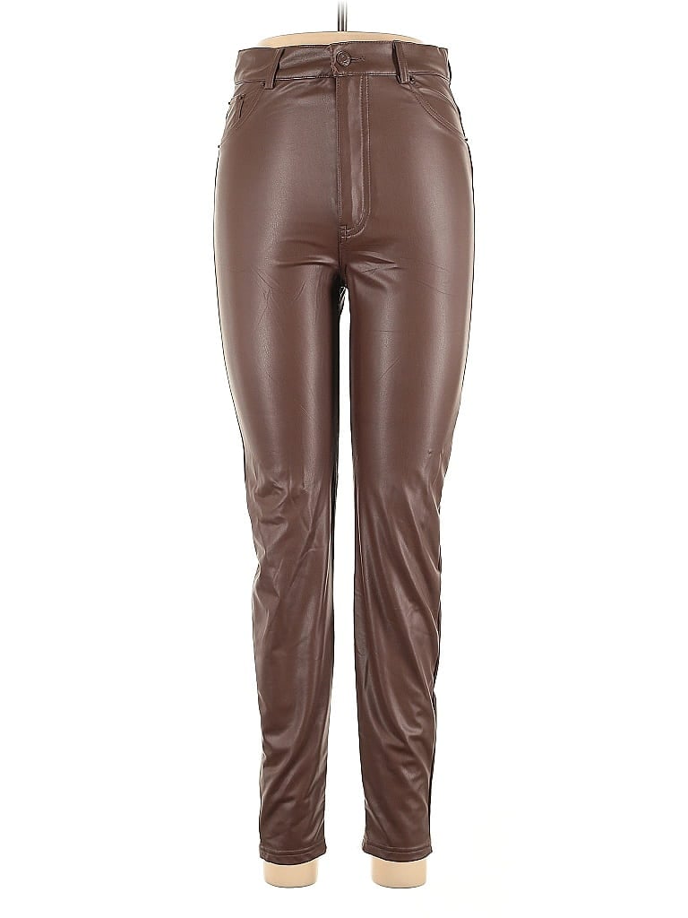 Pre-owned Pull & Bear Faux Leather Pants In Brown