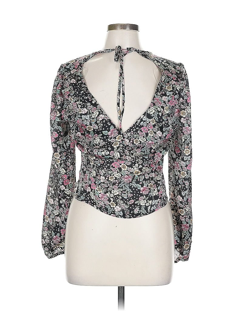 Lush 100% Polyester Black Long Sleeve Blouse Size L - photo 1