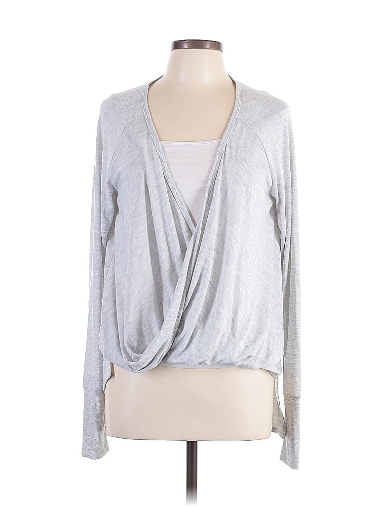 Click to view more detailed imagery on our partner's website Pre-owned Uniquely Lorna Jane Long Sleeve Top Silver Cowl Neck Tops
