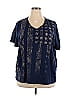 Catherines 100% Cotton Stars Blue Short Sleeve T-Shirt Size 2X (petite) - photo 1