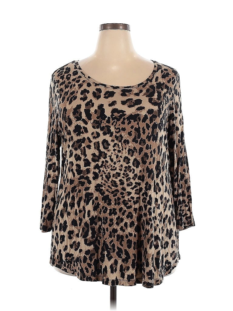 JM Collection Brown 3/4 Sleeve T-Shirt Size 2X - photo 1