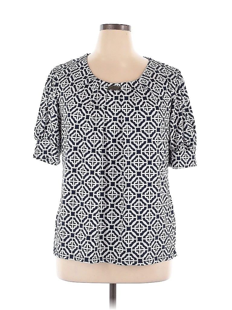 Notations Blue Short Sleeve Blouse Size XL - photo 1