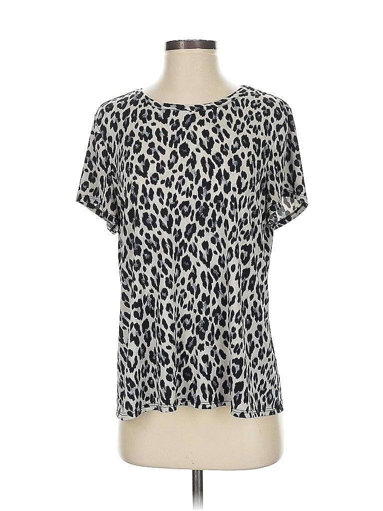 Pre-owned Halogen Short Sleeve Blouse In Silver