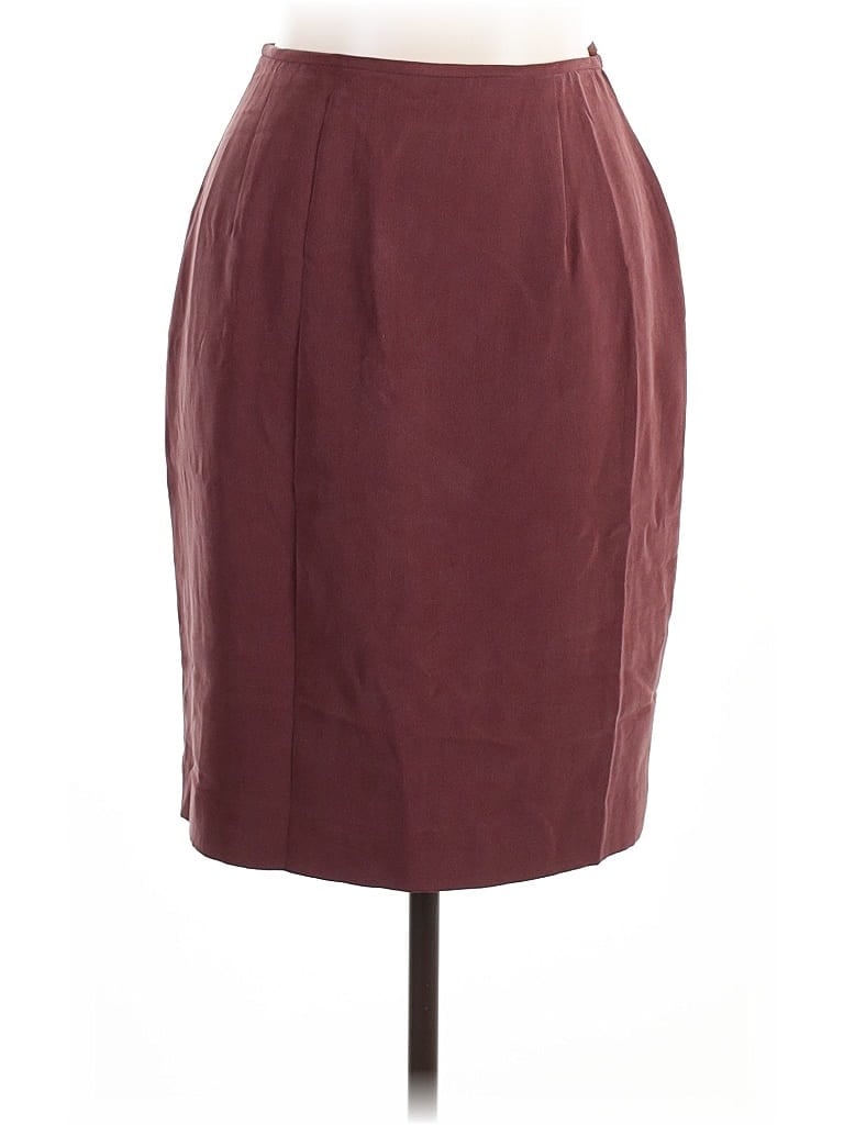 Pre-owned Evan Picone Silk Skirt In Burgundy