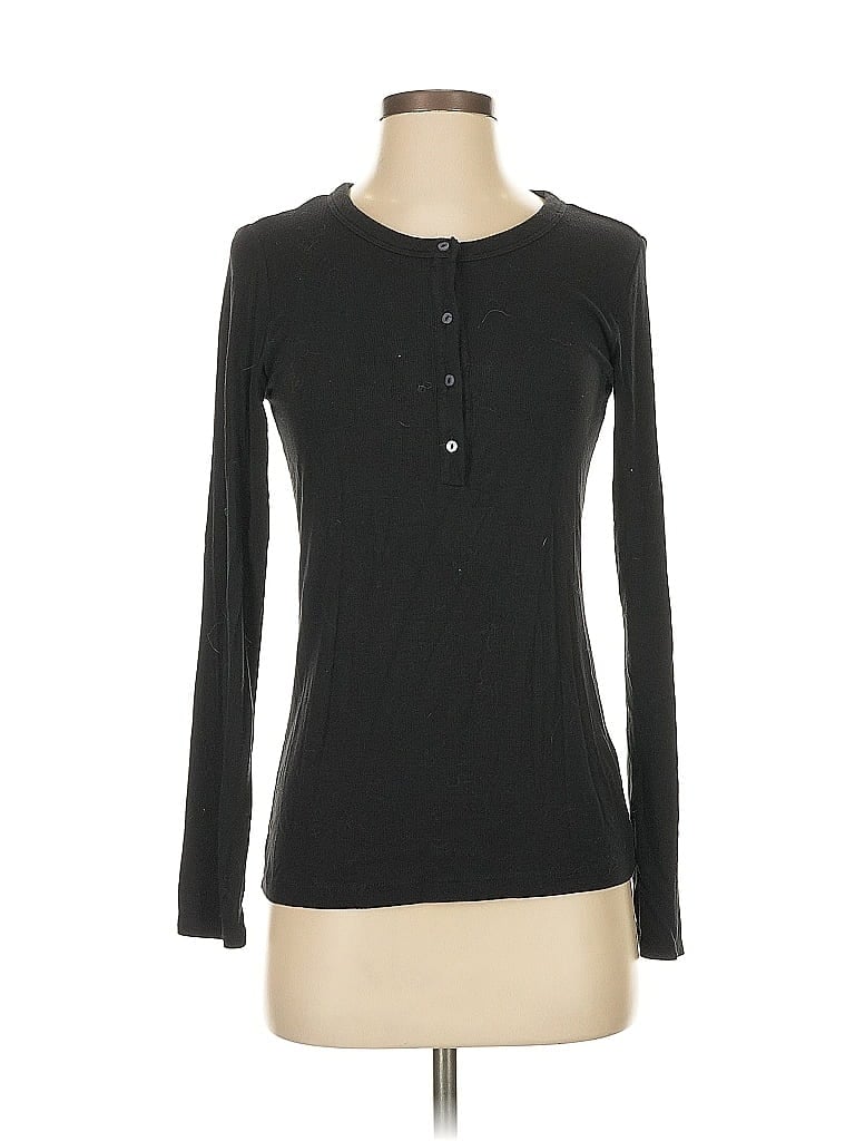 Magaschoni Black Long Sleeve Henley Size S - photo 1