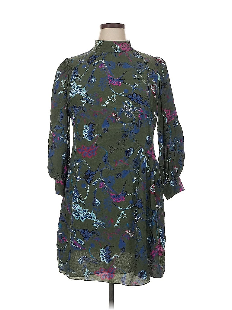 Tanya Taylor 100% Silk Print Green Casual Dress Size 14 - photo 1