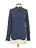 J.Crew Collection 100% Silk Blue Long Sleeve Silk Top Size 6 - photo 1