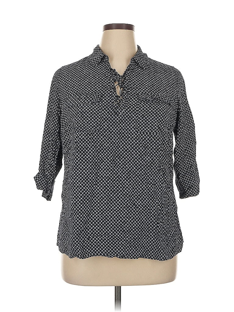 Pre-owned Prescott New York 3/4 Sleeve Button Down Shirt In Gray