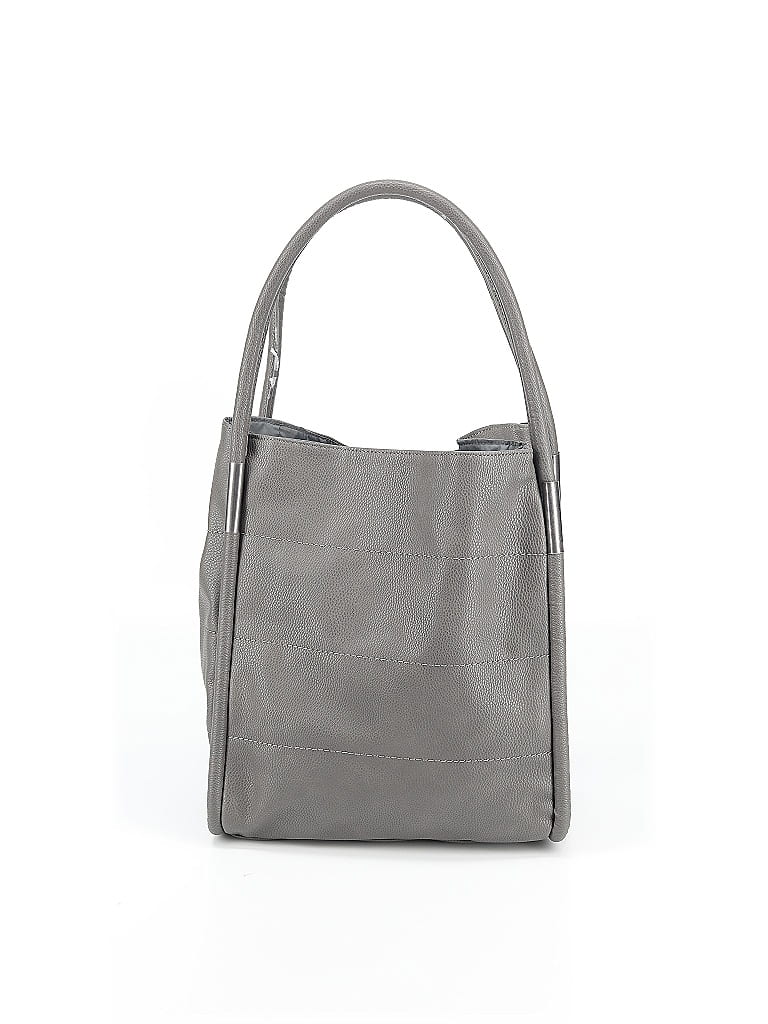 Neiman Marcus Solid Gray Leather Shoulder Bag One size - photo 1