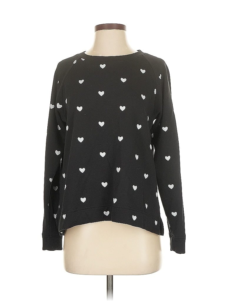 Lou & Grey for LOFT Hearts Black Pullover Sweater Size S - photo 1