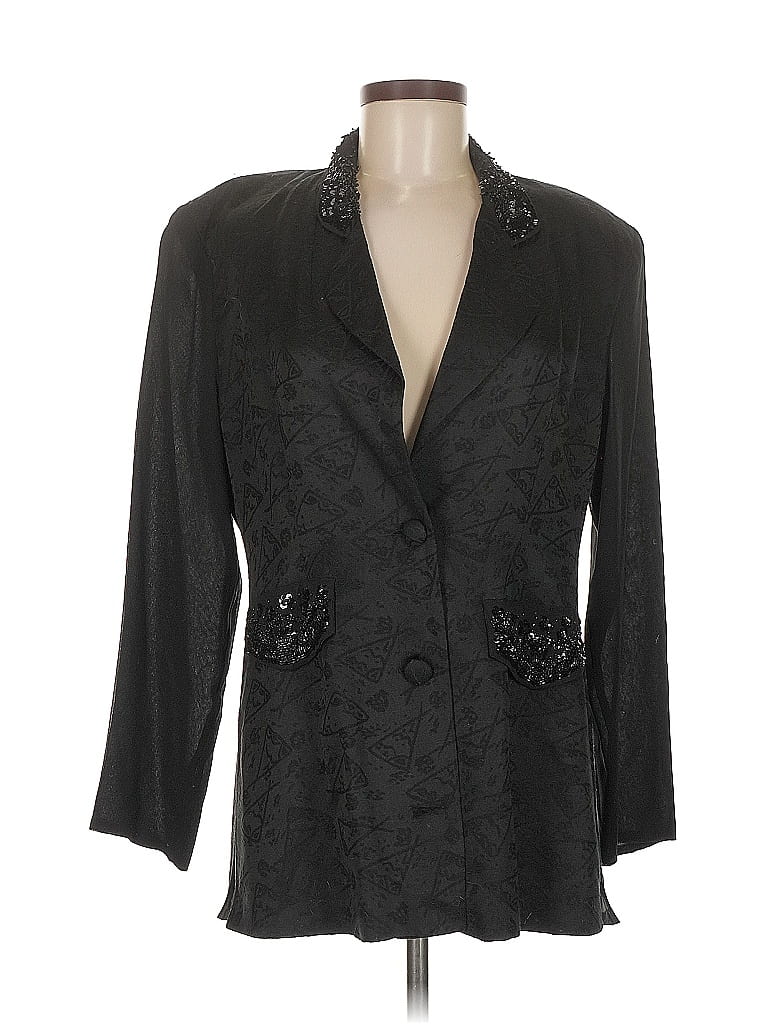 Pre-owned Erez Silk Blazer Jacket In Black