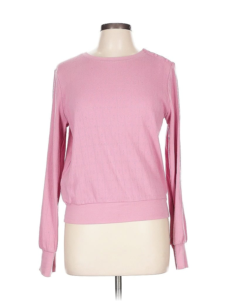 Pre-owned Gap Long Sleeve Top Pink Boatneck Tops