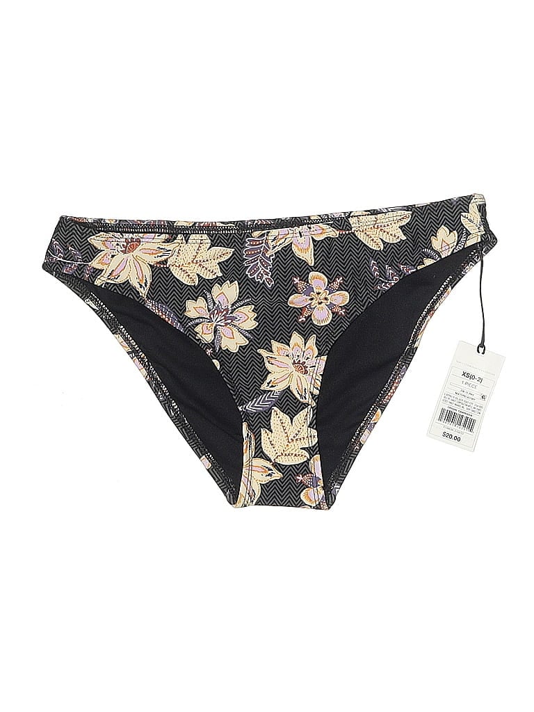 Shade & Shore Floral Black Swimsuit Bottoms Size 0X - photo 1