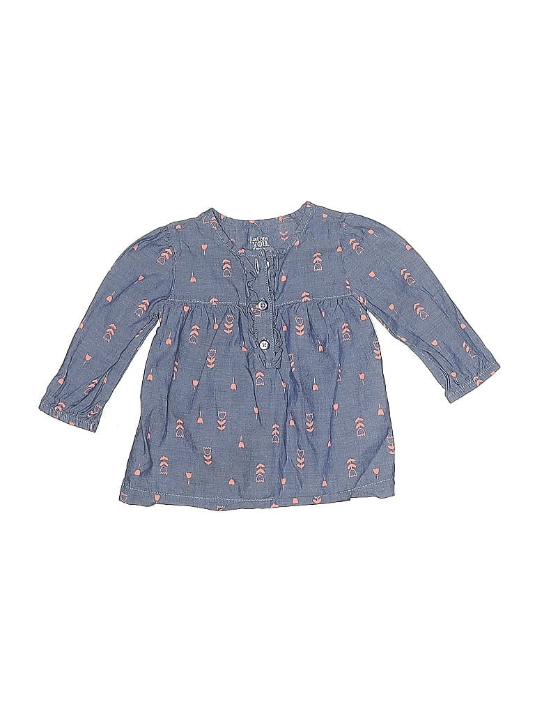 Just One You Made by Carter's 100% Cotton Blue 3/4 Sleeve Blouse 3-6 MO / 6 MO - photo 1