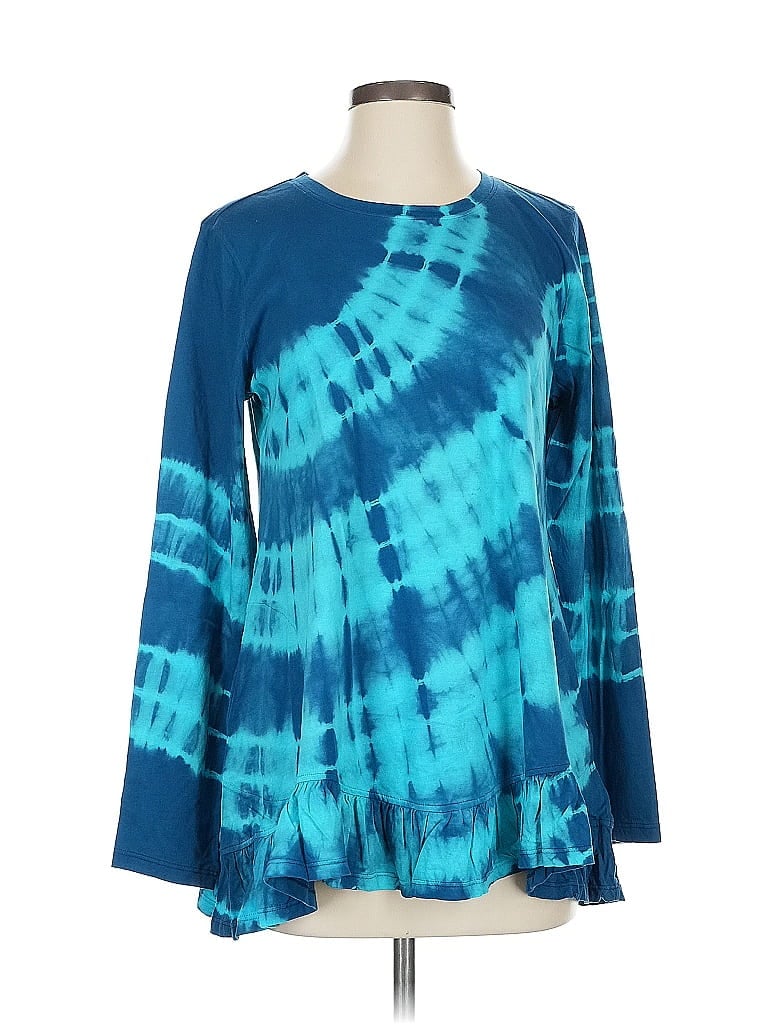 LOGO by Lori Goldstein Tie-dye Teal Long Sleeve Top Size S - photo 1