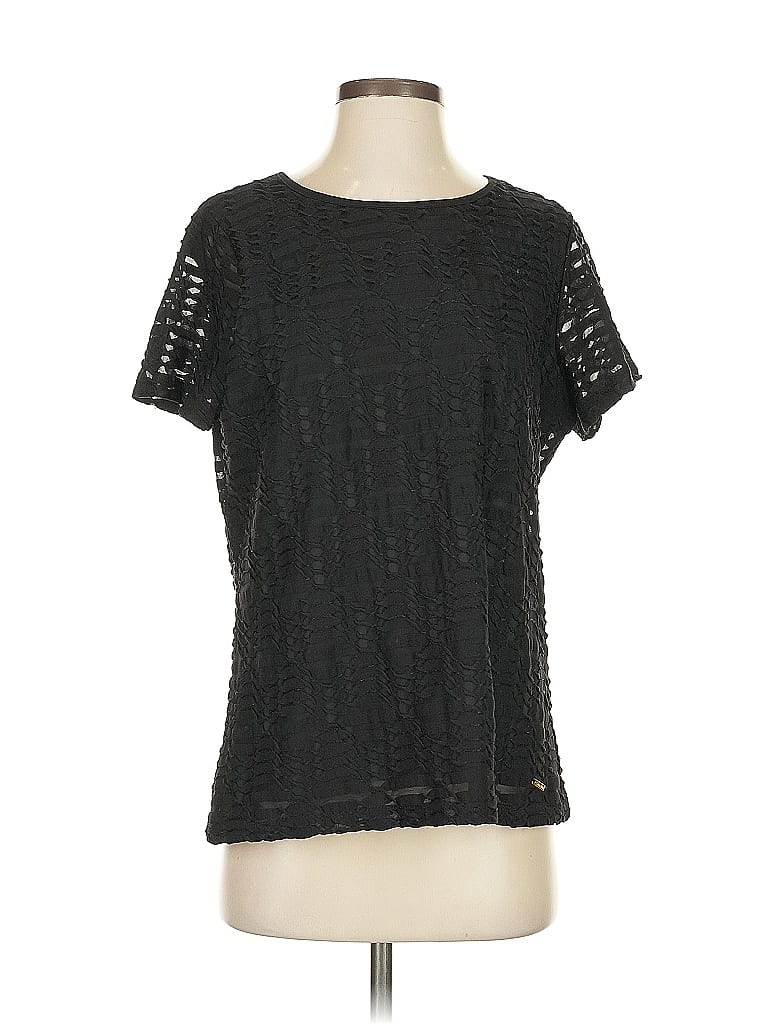 Click to view more detailed imagery on our partner's website Pre-owned Calvin Klein Short Sleeve Top Black Square Neckline Tops
