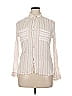 Topshop 100% Viscose Stripes Ivory Red Long Sleeve Button-Down Shirt Size XL - photo 1