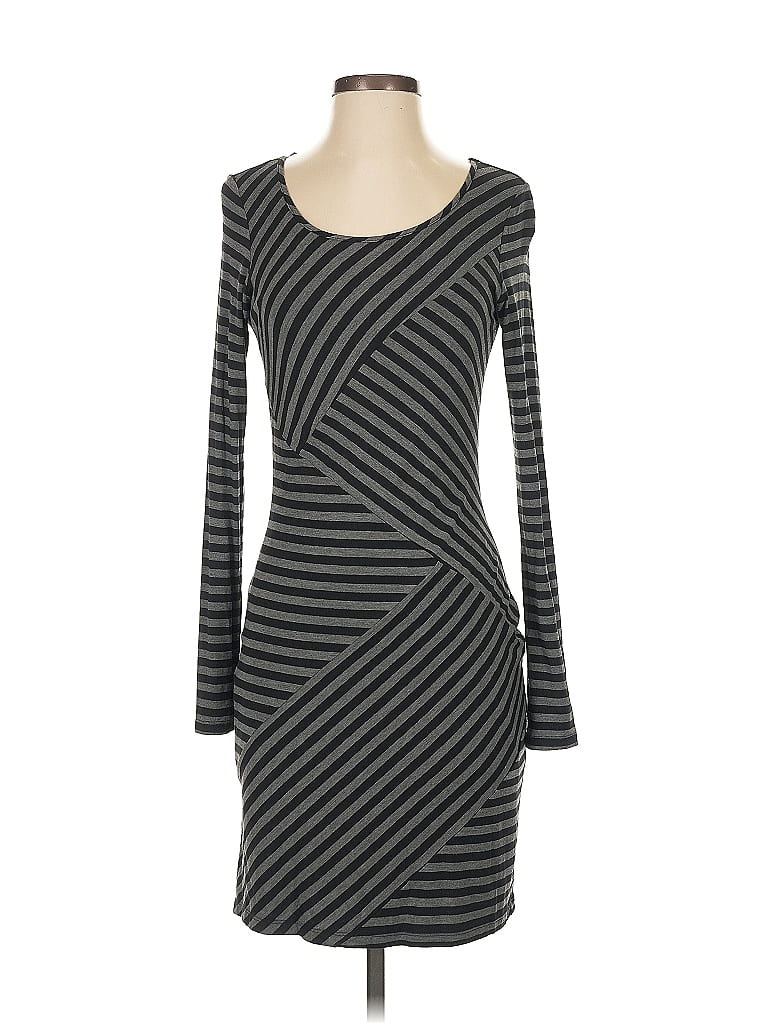 Mystree Stripes Gray Casual Dress Size S - photo 1