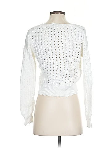 Ganni White Crochet Button Cardigan Sweater (view 2)