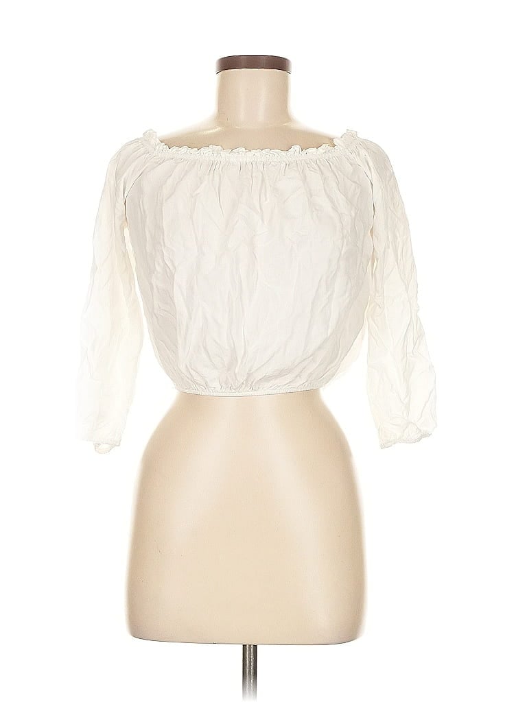 Pre-owned Brandy Melville 3/4 Sleeve Blouse In White