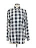Equipment 100% Silk Checkered-gingham Gray Long Sleeve Silk Top Size S - photo 1